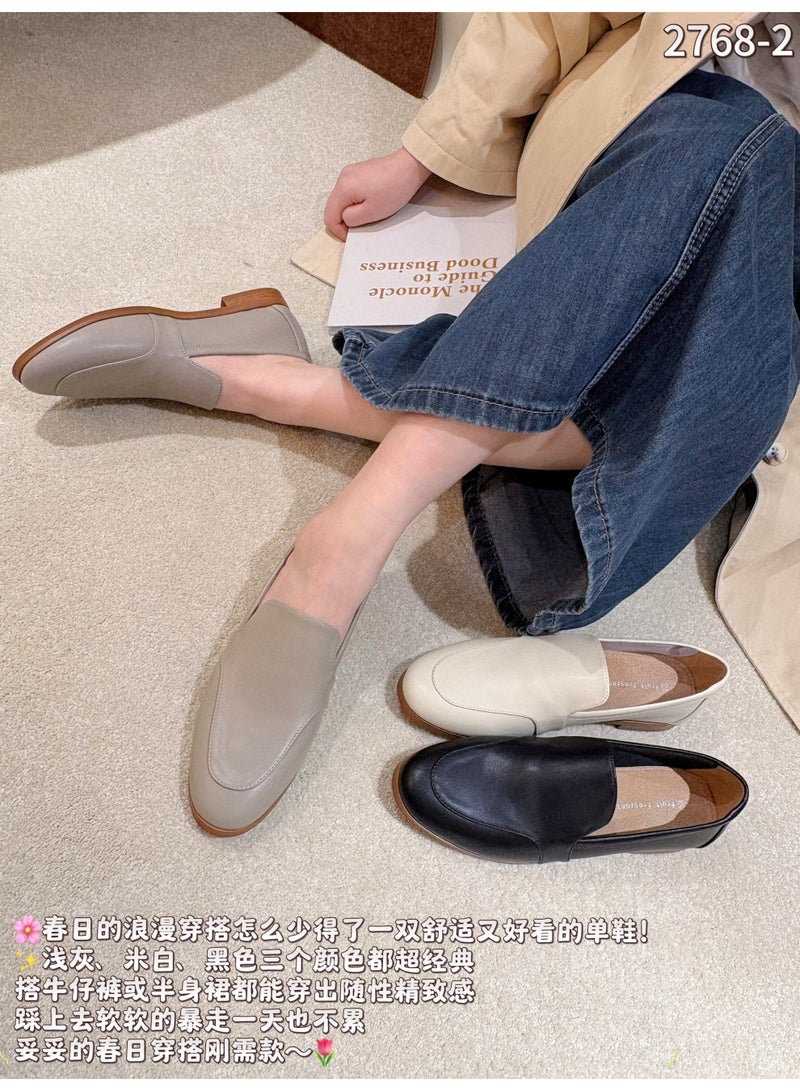 Elegant Loafers for Women,Professional Suede & Leather Mix Slip-On Flats with Cushioned Insole,Comfortable & Versatile Leather Shoes - Image 4