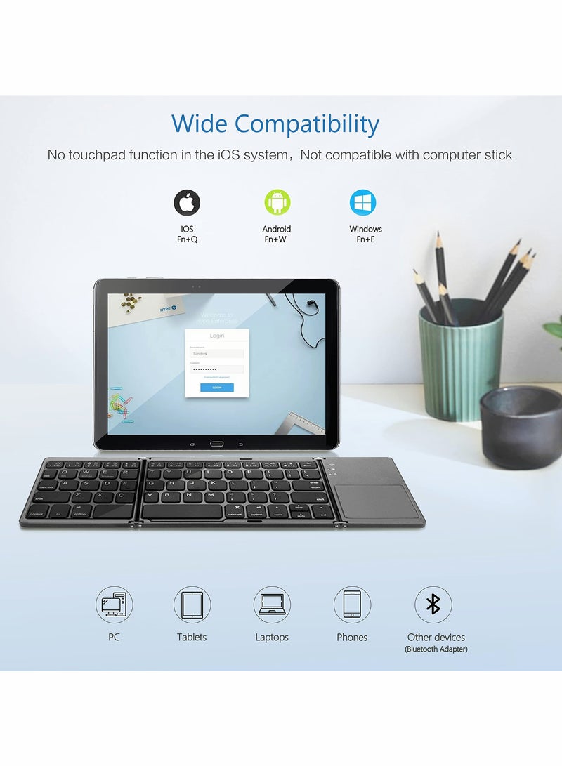 Captaintech Wireless Foldable Bluetooth Keyboard with Touchpad for Easy Typing and Portability - Image 2