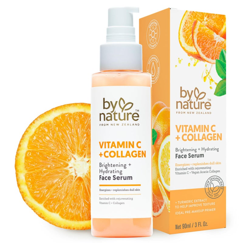 By Nature Vitamin C + Collagen Face Serum - Restore and Energize Tired Skin with Brightening Vitamin C, Plumping Collagen, Plus Texture Enhancing Turmeric - Premium Skin Care Serum for Face - 3fl. oz. - Image 1