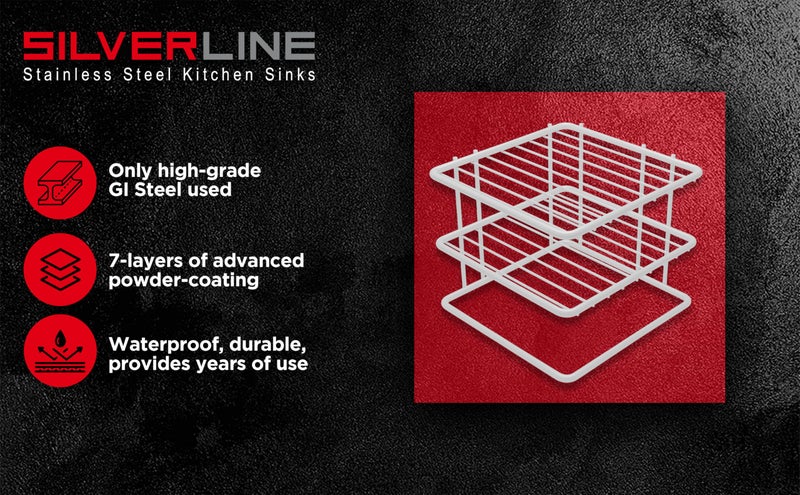 Silverline SILVER LINE Alloy Steel Plate Dish Corner Shelf Floor Standing Or Tabletop Rack Stand (26 * 26 * 20 Cm, White) (2 Units, WHITE) - Image 3
