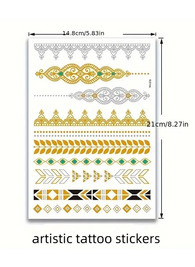 Rozino 3pcs Chic Golden Foil Temporary Tattoos - Waterproof & Hypoallergenic, Easy Apply & Remove for Women - Perfect for Special Occasions  - Image 3