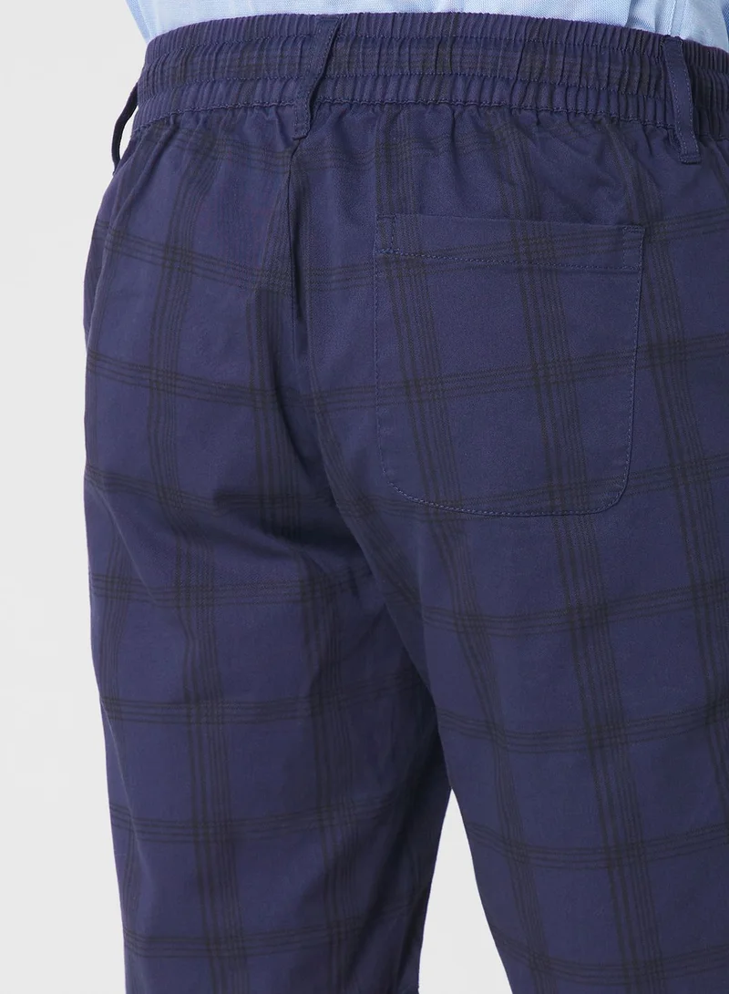 Thomas Scott Men Checked Mid-Rise Slim Fit Sports Shorts