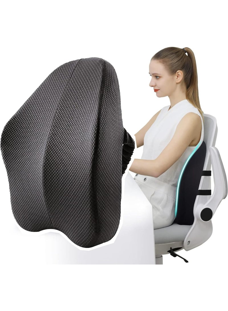 SOLARAE وسادة دعم لمقعد المكتب، وسادة دعم للظهر من الذاكرة مع أحزمة تمديد مزدوجة، وسادة راحة قطنية مريحة للسيارة، الأريكة، الكرسي القابل للإمالة، كرسي الألعاب، أسود - Image 1