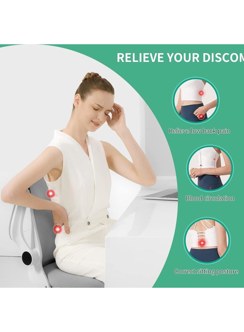 SOLARAE وسادة دعم لمقعد المكتب، وسادة دعم للظهر من الذاكرة مع أحزمة تمديد مزدوجة، وسادة راحة قطنية مريحة للسيارة، الأريكة، الكرسي القابل للإمالة، كرسي الألعاب، أسود - Image 3