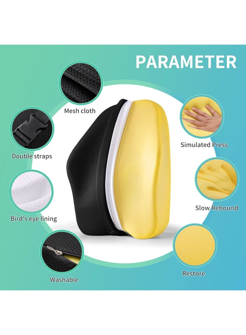 SOLARAE وسادة دعم لمقعد المكتب، وسادة دعم للظهر من الذاكرة مع أحزمة تمديد مزدوجة، وسادة راحة قطنية مريحة للسيارة، الأريكة، الكرسي القابل للإمالة، كرسي الألعاب، أسود - Image 5