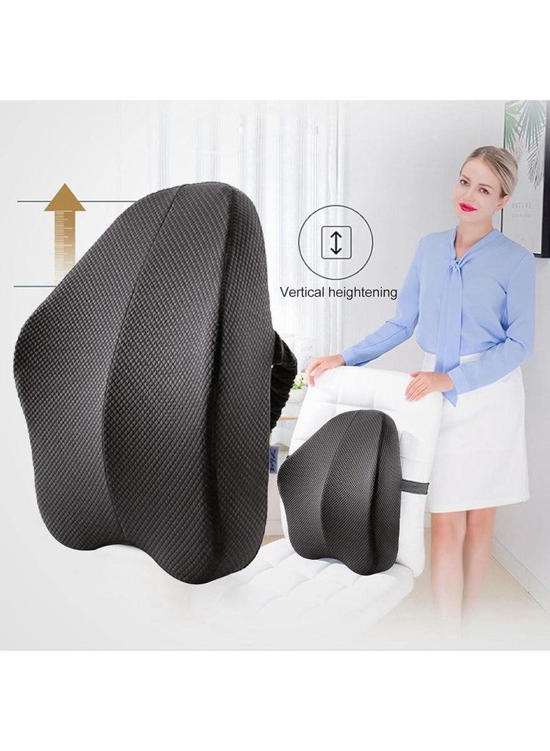 SOLARAE وسادة دعم لمقعد المكتب، وسادة دعم للظهر من الذاكرة مع أحزمة تمديد مزدوجة، وسادة راحة قطنية مريحة للسيارة، الأريكة، الكرسي القابل للإمالة، كرسي الألعاب، أسود - Image 2