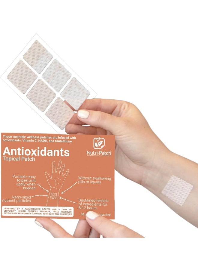 nutri-patch Antioxidants Topical Patch,Infused with VIT.C,CoEnzymeQ10,NADH,NAC,Quercetin,and Other Wellness Ingredients.Designed to give You a Boost (30/Pack). - Image 1