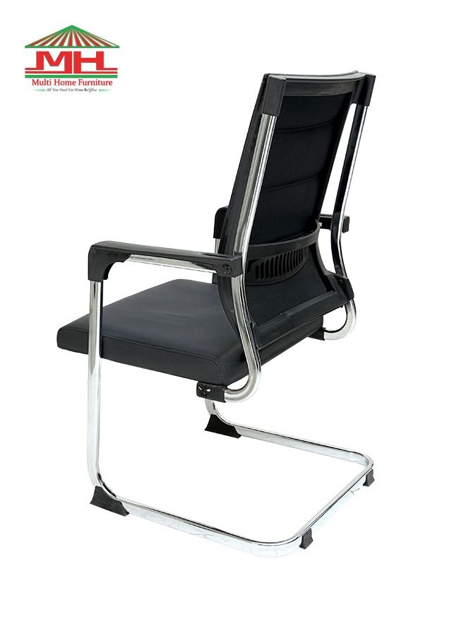 Multi Home Furniture Black Mesh Office Chair – Ergonomic Chair with Lumbar Support, Chrome Cantilever Base, Breathable Backrest & Padded Armrests, Desk Chair, Computer Chair, Office Chair for Home, Office - Image 2