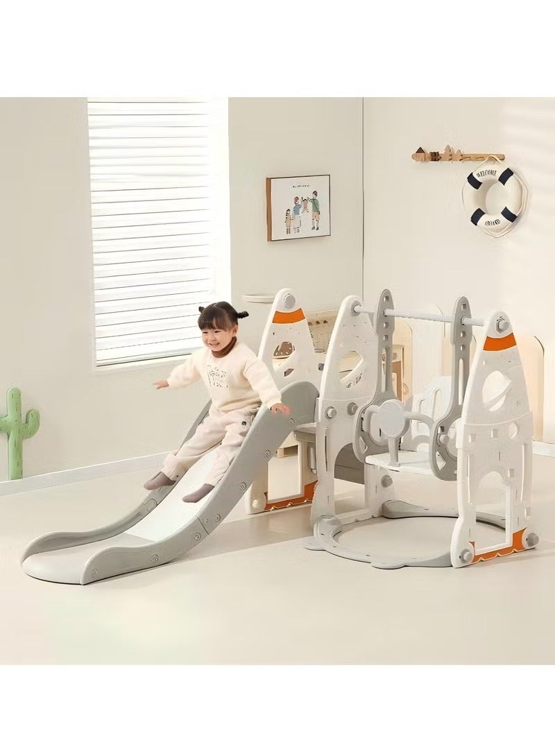 Toddler Slide Set for Kids Age 2 3 4 5 6 7 8 9，4 in 1 Baby Slide Set for Toddler Slide,Swing, Basketball and Climb Slide and Swing Set for Kids Outdoor Indoor 3+ Year Old，Home Toy Game for Boys and Girls - Image 1