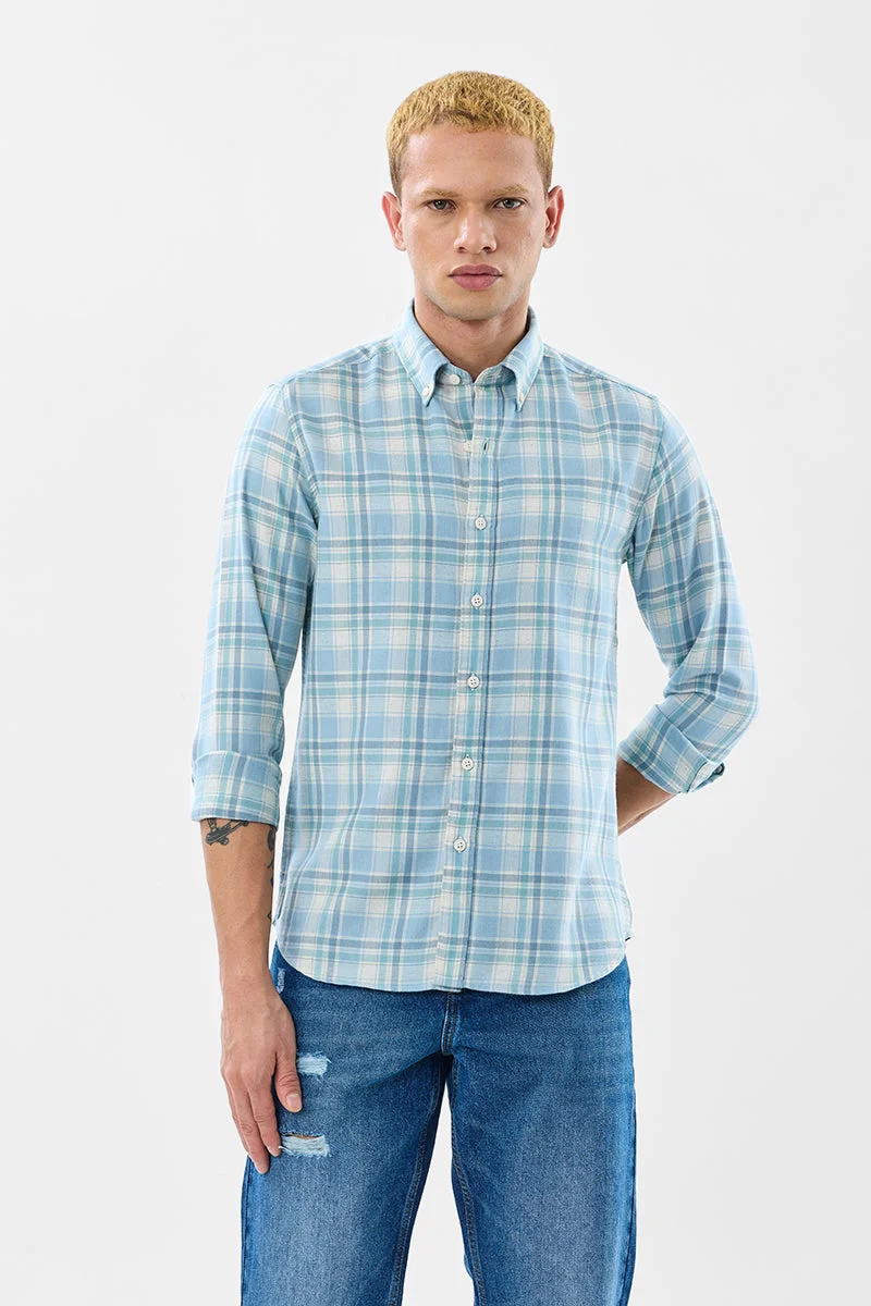 SNITCH Plaid Slim Fit Linen Blend Shirt