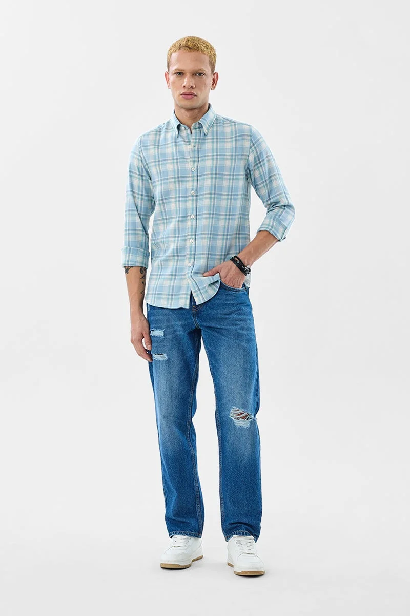SNITCH Plaid Slim Fit Linen Blend Shirt