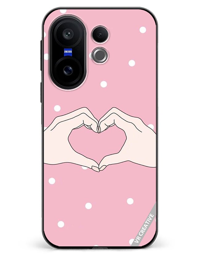 Protective Case Cover For Vivo X200 FE Hand Made Heart Pink Design Multicolour