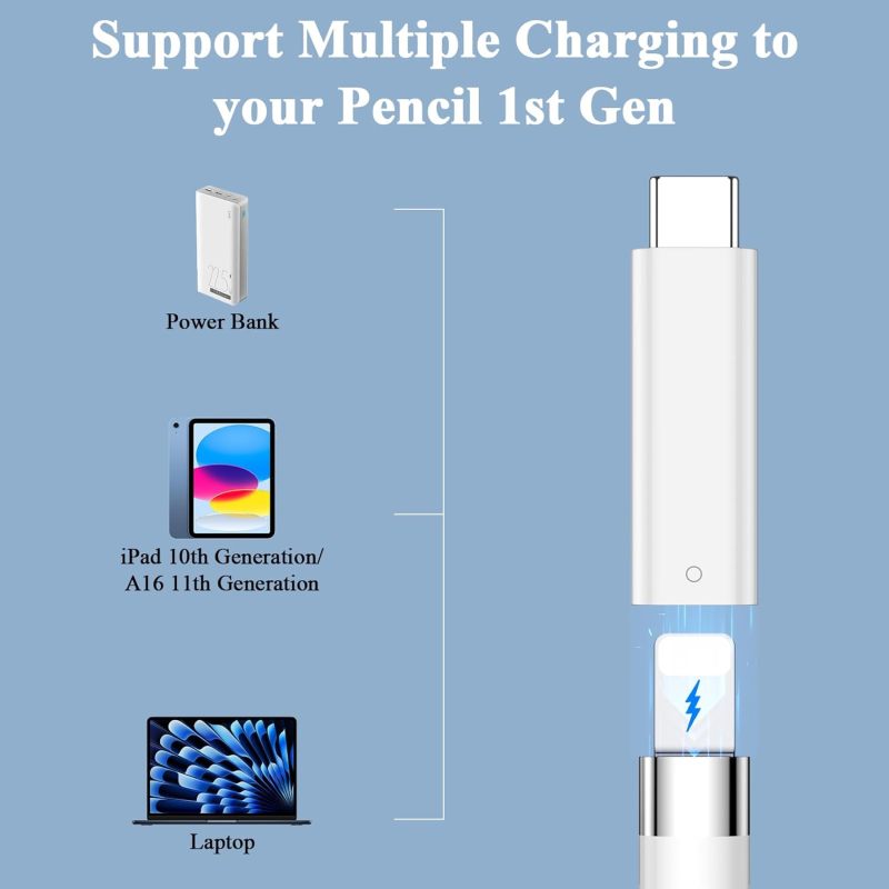 Bluetooth connection adapter ipone pencil charging head for lightning to tpc converter head, white - Image 5