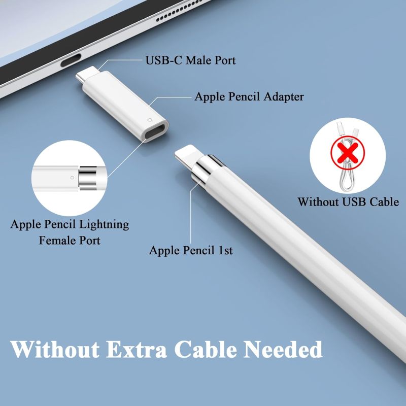 Bluetooth connection adapter ipone pencil charging head for lightning to tpc converter head, white - Image 4