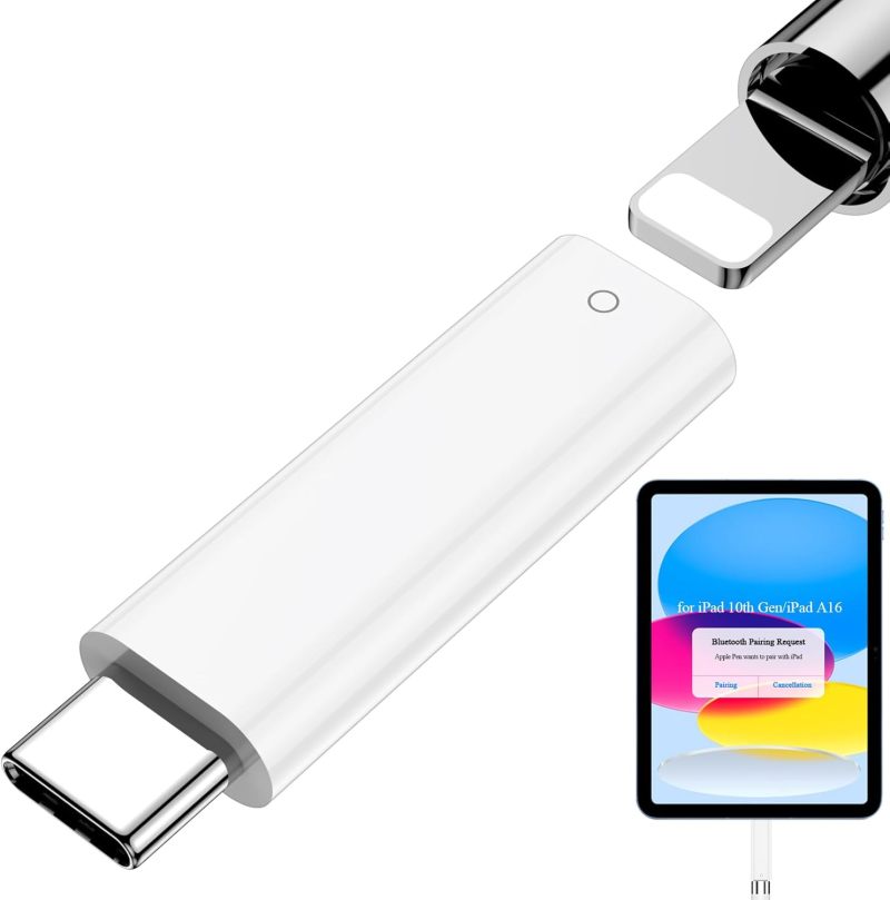 Bluetooth connection adapter ipone pencil charging head for lightning to tpc converter head, white - Image 2