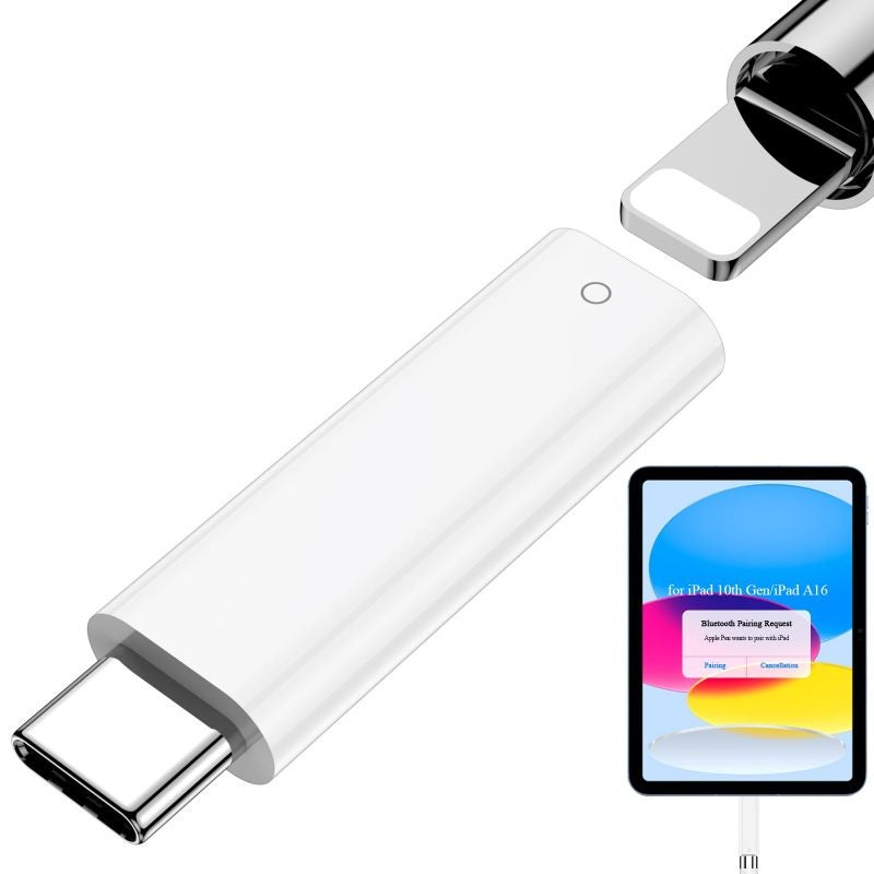 Bluetooth connection adapter ipone pencil charging head for lightning to tpc converter head, white - Image 1