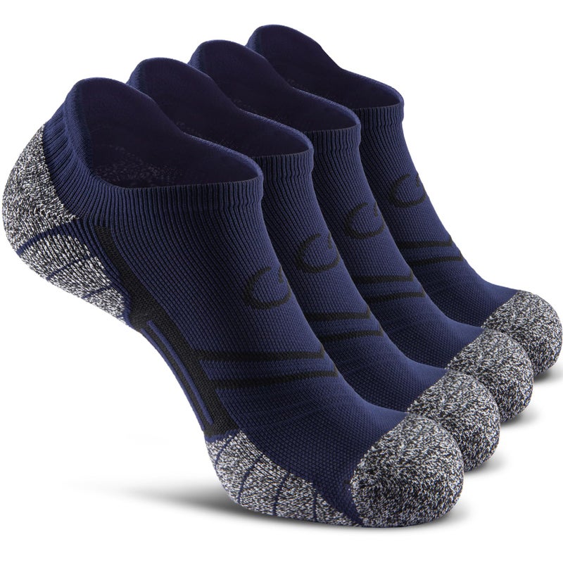 CWVLC No Show Sports Compression Socks 4-pairs, Low Cut Anti-Blister Hiking Running Workout Ankle Socks, Short Cushioned Moisture Wicking No Slip Arch Support Plantar Fasciitis, Navy-blue, Medium - Image 1