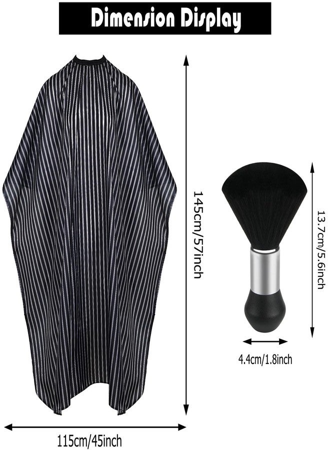 FEBSNOW Professional Hair Cutting Cape with Neck Duster Brush, Salon Barber Cape, Hair Cutting Accessories (Black Stripe) - Image 2