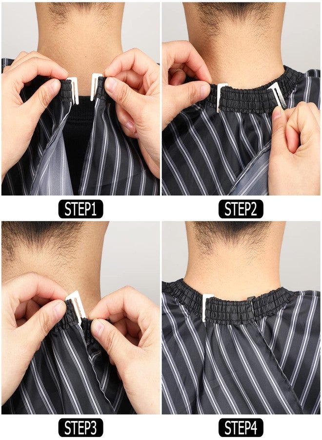 FEBSNOW Professional Hair Cutting Cape with Neck Duster Brush, Salon Barber Cape, Hair Cutting Accessories (Black Stripe) - Image 3
