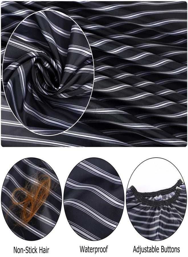 FEBSNOW Professional Hair Cutting Cape with Neck Duster Brush, Salon Barber Cape, Hair Cutting Accessories (Black Stripe) - Image 5