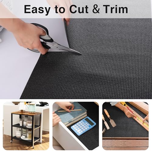 PaBUSIOr Black Shelf Liner for Under Sink - 5 mm Thick Strong Grip Non-Slip Large Toolbox Drawer Mat for Wire Shelving Cabinet - 24 in Wide × 68 Inch - Image 5