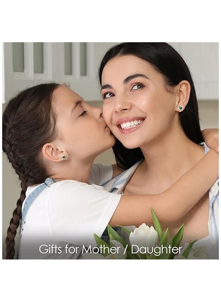 Zifeel Earrings for Women - S925 Sterling Silver Birthstone Heart Studs Earring for Girlfriend, Wife – Anniversary, Birthday ,Valentines Day, Mother’s Day, Gifts Jewellery for Women. - Image 2