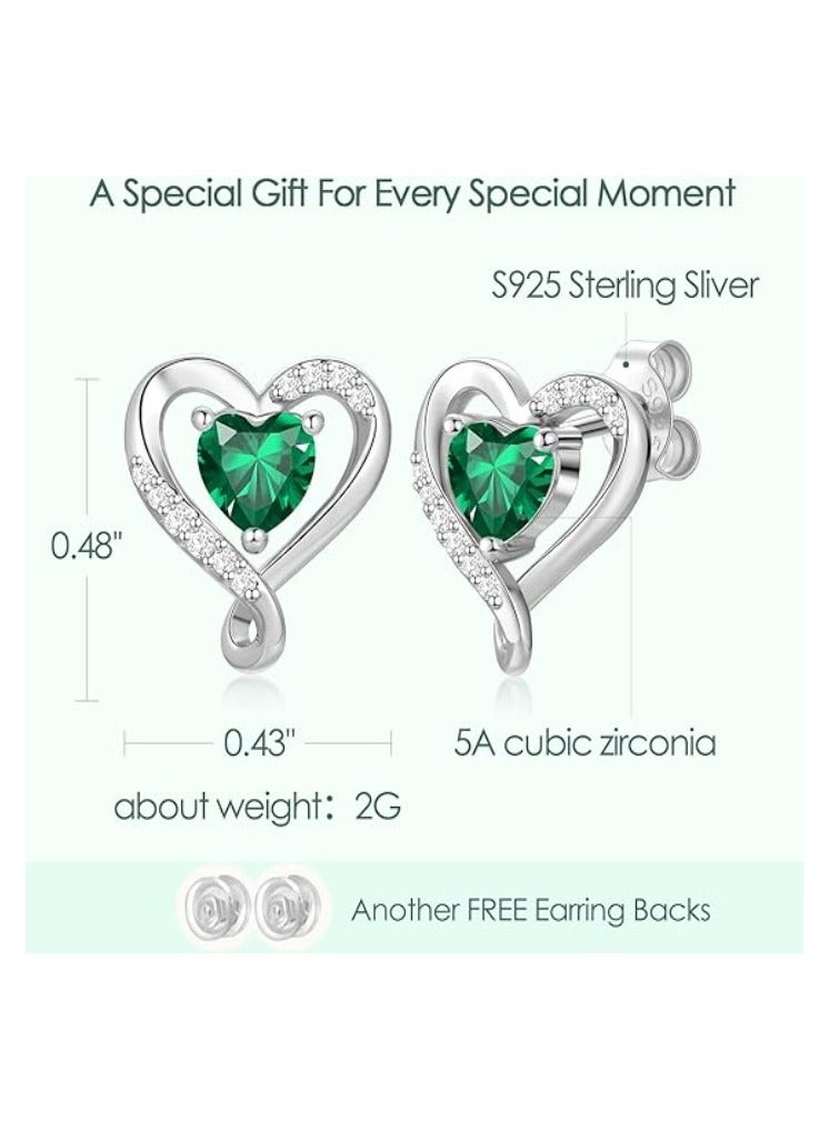 Zifeel Earrings for Women - S925 Sterling Silver Birthstone Heart Studs Earring for Girlfriend, Wife – Anniversary, Birthday ,Valentines Day, Mother’s Day, Gifts Jewellery for Women. - Image 3