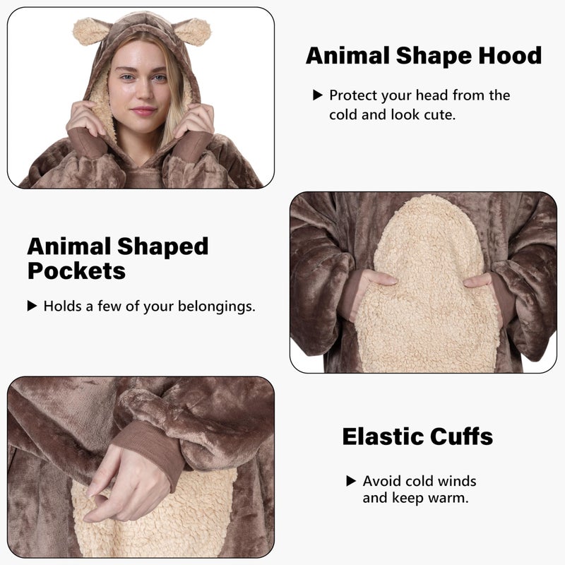 Catalonia Catalonia Bear Blanket Hoodie Sweatshirt  Oversized Wearable Sherpa Lounging Pullover for Adults Men Women Teenagers Kids Gift  - Image 5