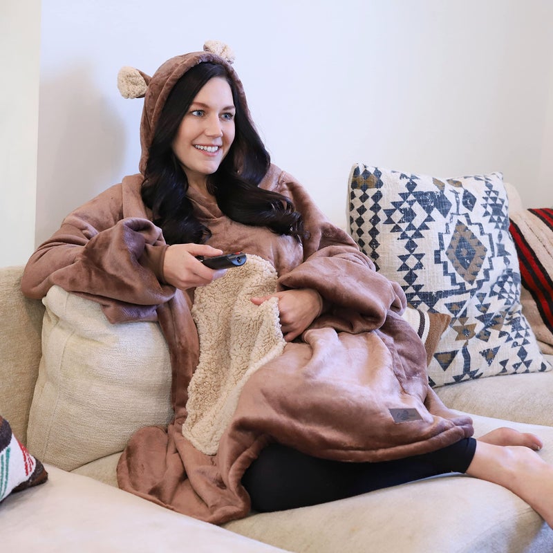 Catalonia Catalonia Bear Blanket Hoodie Sweatshirt  Oversized Wearable Sherpa Lounging Pullover for Adults Men Women Teenagers Kids Gift  - Image 2