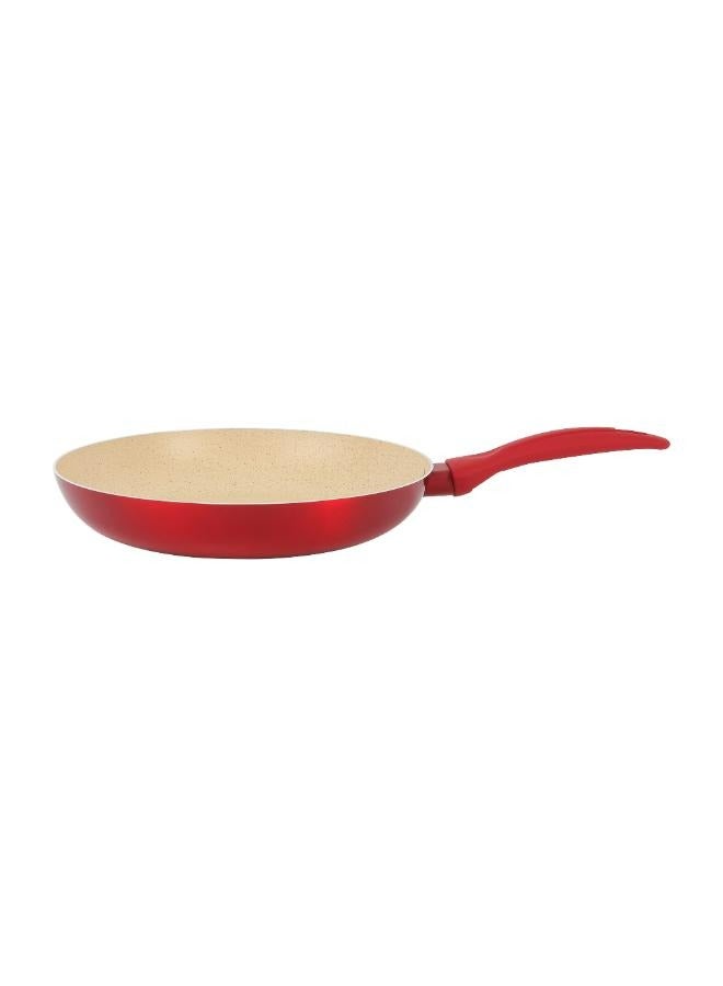 Delcasa 24 cm Non-Stick Frypan- DC3411/ Strong Aluminum Body with Marble Coating and Heat Resistant Bakelite Handle/ Induction Bottom, Compatible with Hot Plate, Halogen, Ceramic and Gas Stovetops/ Perfect for Frying, Sauting, Tempering/ White and Red - Image 1