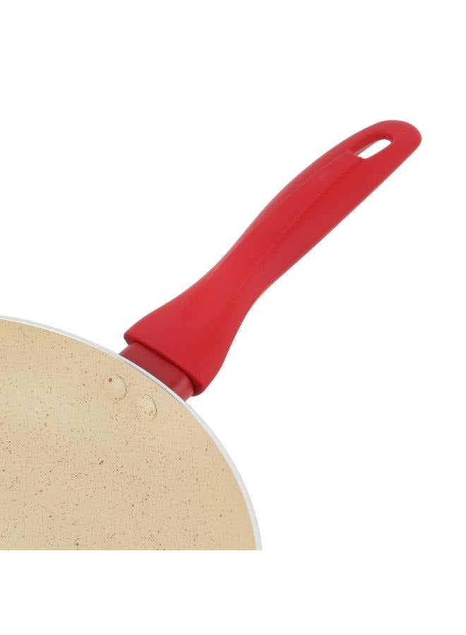 Delcasa 24 cm Non-Stick Frypan- DC3411/ Strong Aluminum Body with Marble Coating and Heat Resistant Bakelite Handle/ Induction Bottom, Compatible with Hot Plate, Halogen, Ceramic and Gas Stovetops/ Perfect for Frying, Sauting, Tempering/ White and Red - Image 3