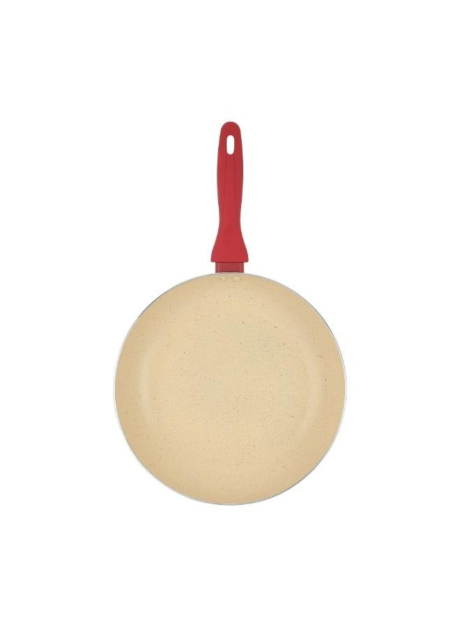 Delcasa 24 cm Non-Stick Frypan- DC3411/ Strong Aluminum Body with Marble Coating and Heat Resistant Bakelite Handle/ Induction Bottom, Compatible with Hot Plate, Halogen, Ceramic and Gas Stovetops/ Perfect for Frying, Sauting, Tempering/ White and Red - Image 2