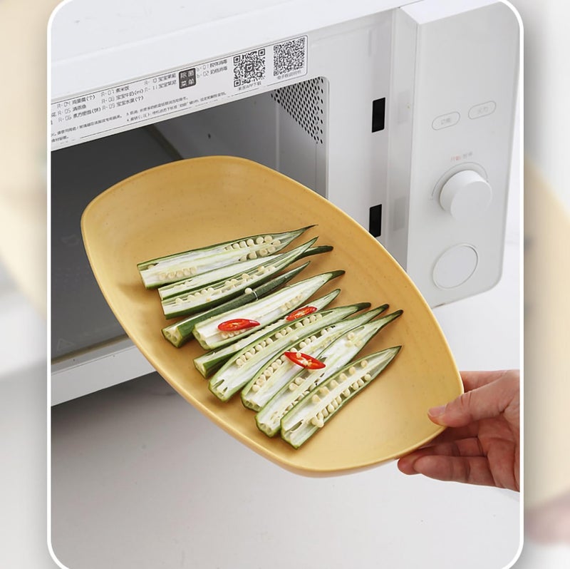 Vortipu Wheat Straw Sushi & Appetizer Plates - Microwave & Oven Safe Serving Platters for Cake, Kitchen, Restaurant, Banquet & Party (Yellow, Pack of 2) - Image 5