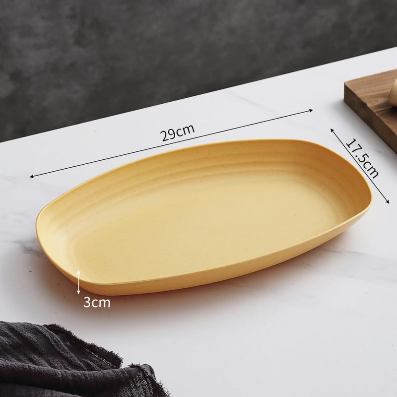 Vortipu Wheat Straw Sushi & Appetizer Plates - Microwave & Oven Safe Serving Platters for Cake, Kitchen, Restaurant, Banquet & Party (Yellow, Pack of 2) - Image 2