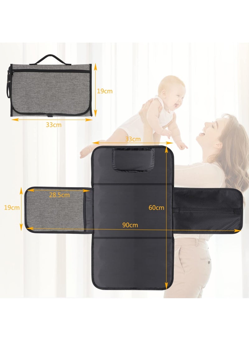 Zikra Portable Changing Pad for Baby, Portable Diaper Changing Pad, Waterproof Travel Changing Pad with Wipes Pocket and Diaper Pocket, Baby Stuff, Newborn kinds, Baby Shower Gifts Grey - Image 2