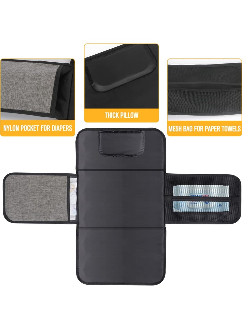 Zikra Portable Changing Pad for Baby, Portable Diaper Changing Pad, Waterproof Travel Changing Pad with Wipes Pocket and Diaper Pocket, Baby Stuff, Newborn kinds, Baby Shower Gifts Grey - Image 3