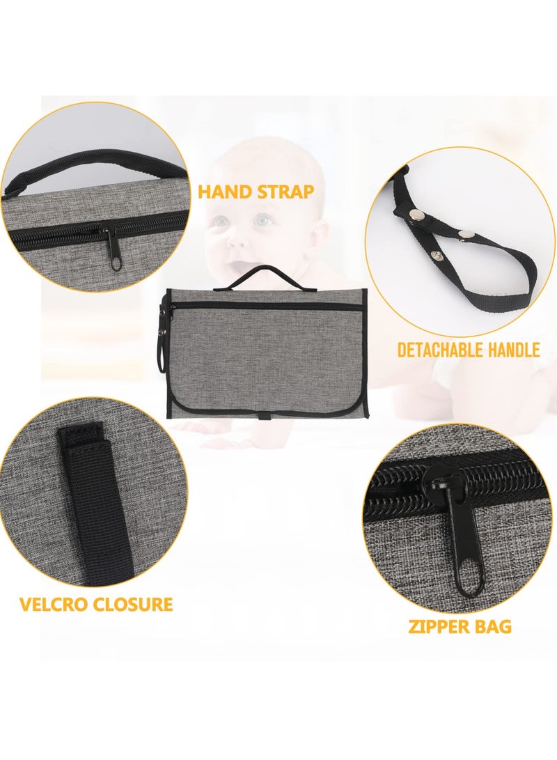 Zikra Portable Changing Pad for Baby, Portable Diaper Changing Pad, Waterproof Travel Changing Pad with Wipes Pocket and Diaper Pocket, Baby Stuff, Newborn kinds, Baby Shower Gifts Grey - Image 4
