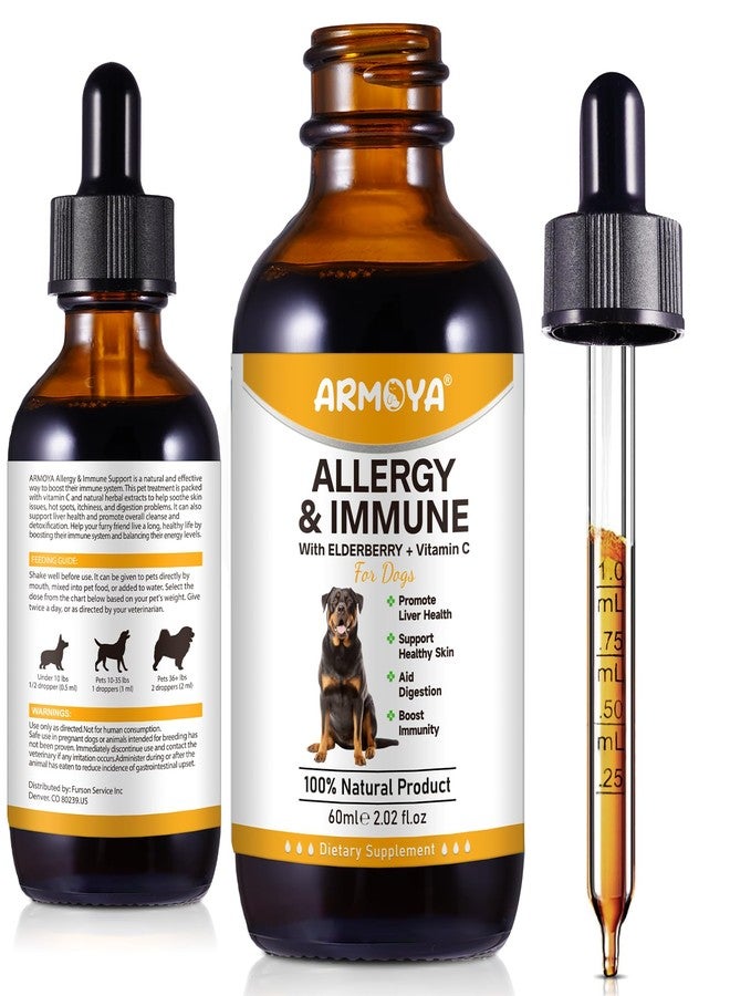 ARMOYA Allergy Relief Drops for Dogs - Allergy and Immune - Immune Support Supplement - Dog Supplement - Natural Pet Supplement for Dog Allergy Relief with Turmeric & Milk Thistle - Image 1