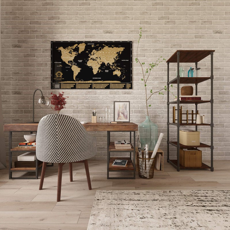 Divalis خريطة العالم القابلة للخدش بالتفصيل - XL - خريطة العالم القابلة للخدش باللونين الأسود والذهبي - ملصق سفر لامع ومغلف - مجموعة كاملة من الملحقات - أفضل هدية خريطة العالم القابلة للخدش من ديفاليس - Image 3