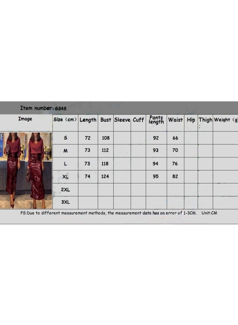 Shougu New Casual Loose Sequin Skirt Shirt Two-piece Set - Image 2