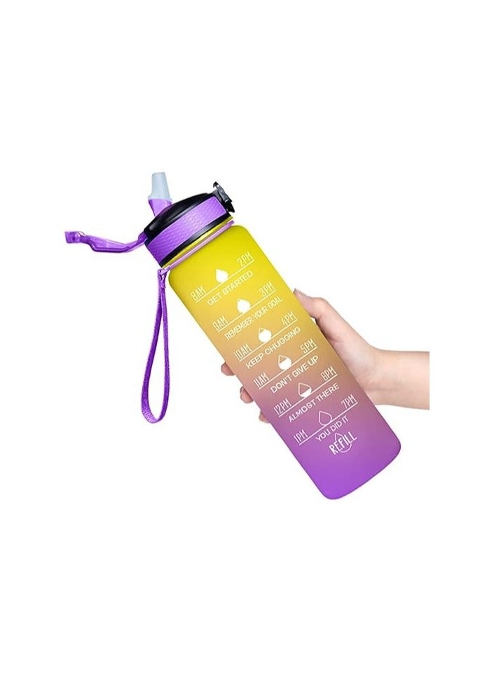 Generic 1 Litre BPA-Free Motivational Water Bottle with Straw and Time Marker - Leak-Proof Gym Bottle for Men and Women - Stay Hydrated During Workouts, Hiking, and Daily Activities  - Image 1