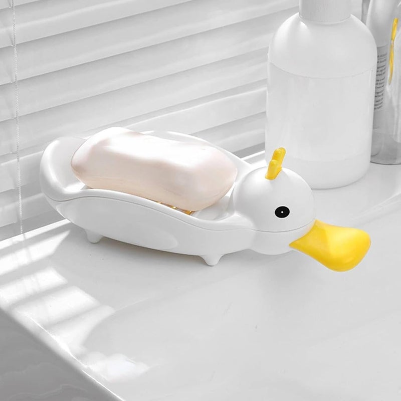 LEDHOLYT Cute Duck Soap Dish Self Draining Soap Holder Soap Tray Shower Soap Box for Home Bathroom Tub Kitchen Sink Home Kitchen Wash Basin Shower Sink Bathroom Storage Organizer - Image 1