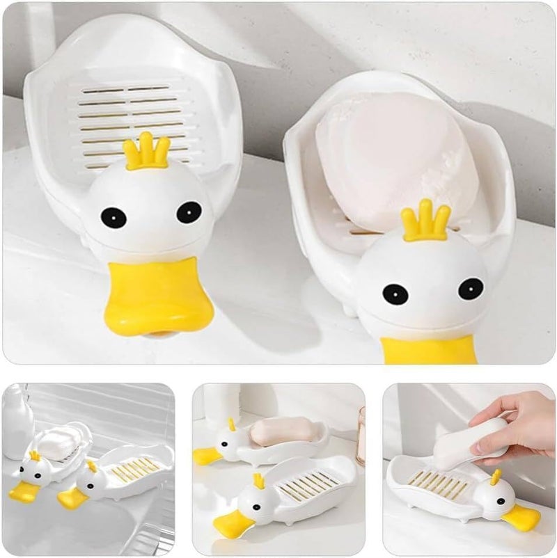 LEDHOLYT Cute Duck Soap Dish Self Draining Soap Holder Soap Tray Shower Soap Box for Home Bathroom Tub Kitchen Sink Home Kitchen Wash Basin Shower Sink Bathroom Storage Organizer - Image 4