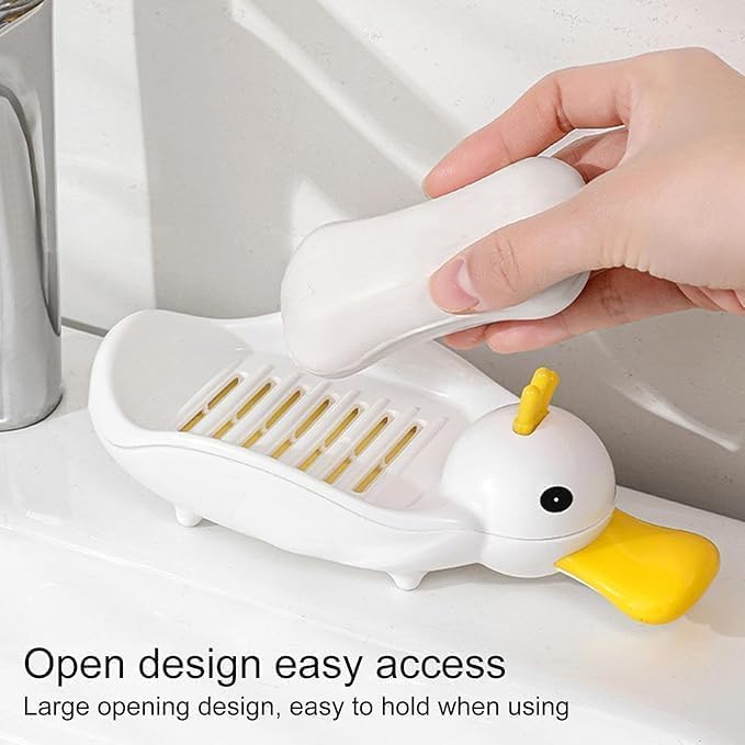 LEDHOLYT Cute Duck Soap Dish Self Draining Soap Holder Soap Tray Shower Soap Box for Home Bathroom Tub Kitchen Sink Home Kitchen Wash Basin Shower Sink Bathroom Storage Organizer - Image 2