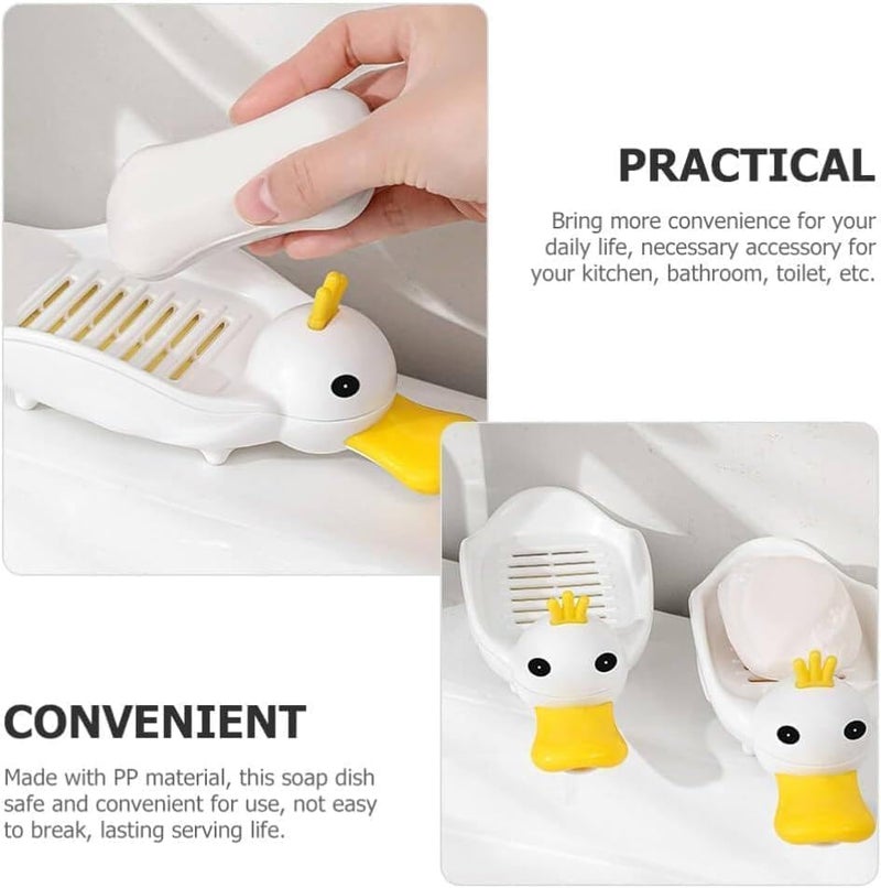 LEDHOLYT Cute Duck Soap Dish Self Draining Soap Holder Soap Tray Shower Soap Box for Home Bathroom Tub Kitchen Sink Home Kitchen Wash Basin Shower Sink Bathroom Storage Organizer - Image 5