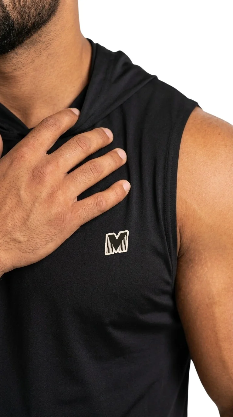 Moveletix Black Men's Training Hooded Tank Top Black for Men | Best Price UAE