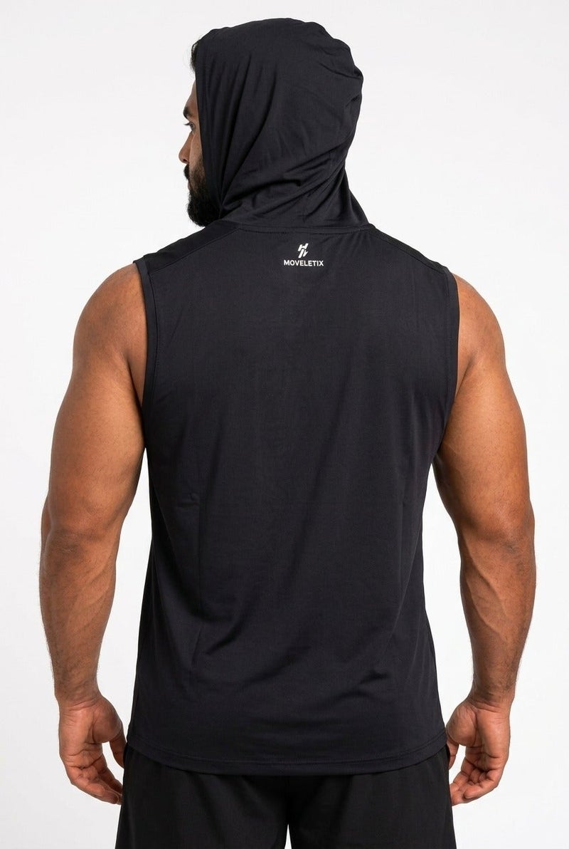 Moveletix Men's Training Hooded Tank Top Black - Image 1