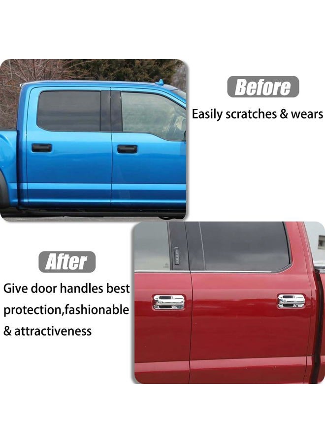 AUCERAMIC Replacement for 4 PCS Full Set Door Handle Cover and Bowls Triple with Driver Side Keyhole Chrome Plated Fit 2015-2019 for Ford F-150 Pickup 4-Door - Image 2