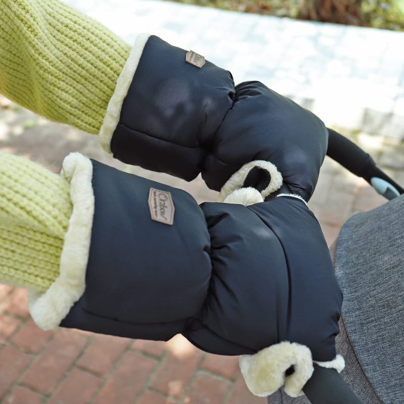 Orzbow Faux Sheepskin Stroller Gloves, Universal Winter Anti-Freeze Stroller Mittens, Waterproof Extra Thick Hand Muff for Cold Weather, Cozy & Warm, Black - Image 5