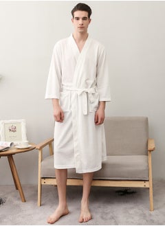 Bukela Men Waffle Robes Lightweight Knit Bathrobe Sleepwear Kimono Robe Wrap Loungewear with Pocket, Size: M/XL/XXXL  - Image 1